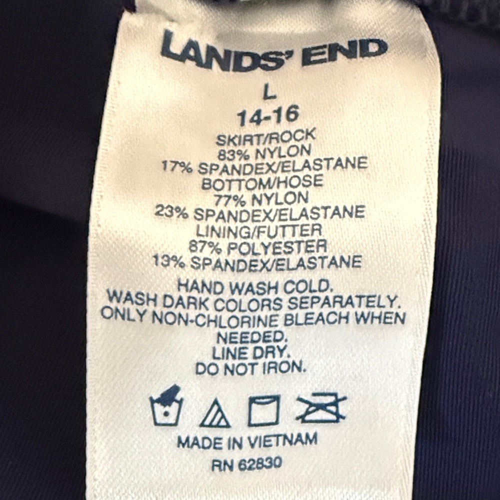Lands' End Navy Modest Swim Capri with Skirt - Sz L- Sun Protection - Worn Once! - Picture 2 of 6